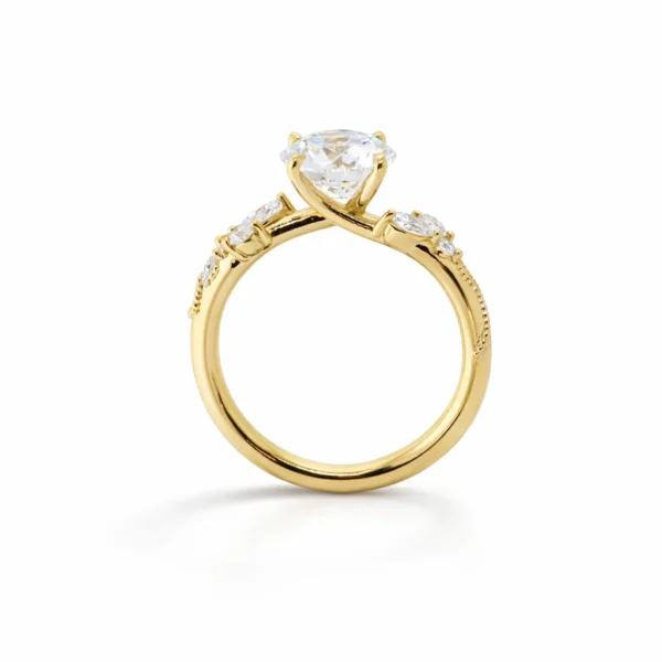 Brilliant-Cut Diamond Engagement Ring with Delicate Branch Motif Custom Engagement Rings 4
