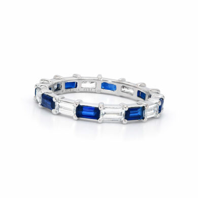 Baguette-Cut Sapphire and Diamond Eternity Band Eternity Bands 2