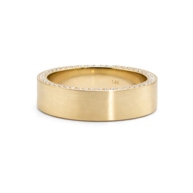 Satin Wedding Band with Hidden Halo Men's Wedding Bands