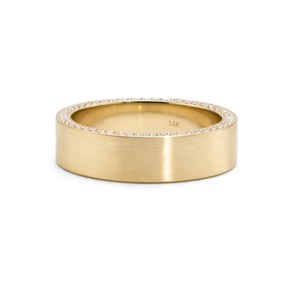Satin Wedding Band with Hidden Halo Men's Wedding Bands 2