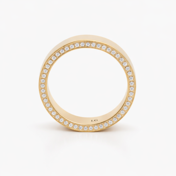 Satin Wedding Band with Hidden Halo Men's Wedding Bands 3