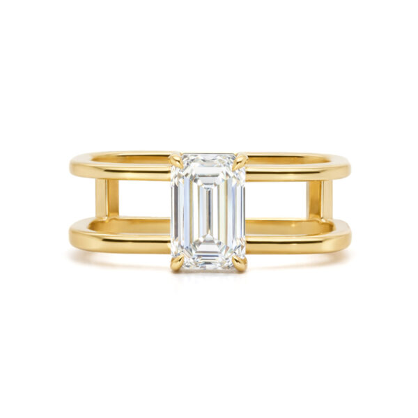 Emerald-Cut Parallel Open Band Ring Custom Jewelry 3