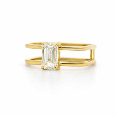 Emerald-Cut Parallel Open Band Ring Custom Jewelry