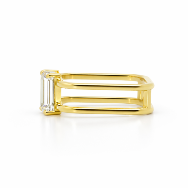 Emerald-Cut Parallel Open Band Ring Custom Jewelry 4