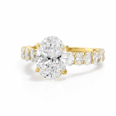 Oval-Cut Diamond Engagement Ring with Oval-Cut Diamond Band Custom Engagement Rings