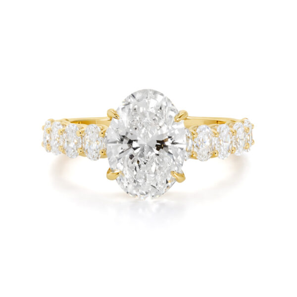 Oval-Cut Diamond Engagement Ring with Oval-Cut Diamond Band Custom Engagement Rings 3