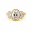 Bezel-Set Three Stone Old Mine Cushion Engagement Ring Custom Engagement Rings 6