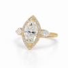 Marquise-Cut Diamond with Halo and Pear Side Stones Custom Engagement Rings 5