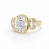 Bezel-Set Elongated Antique Cushion-Cut Three-Stone Ring Custom Engagement Rings 5