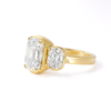 Bezel-Set Elongated Antique Cushion-Cut Three-Stone Ring Custom Engagement Rings 7