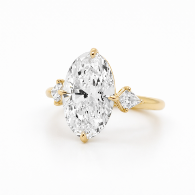 Oval-Cut Diamond with Kites and Compass Prongs Custom Engagement Rings