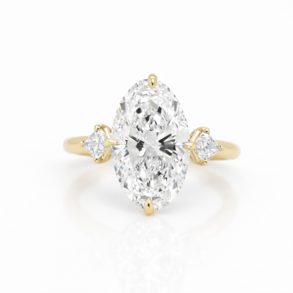 Oval-Cut Diamond with Kites and Compass Prongs Custom Engagement Rings 3