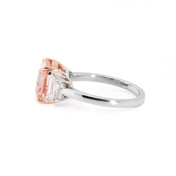 Fancy Pink Asscher-Cut Diamond Engagement Ring with Trapezoids Custom Engagement Rings 4