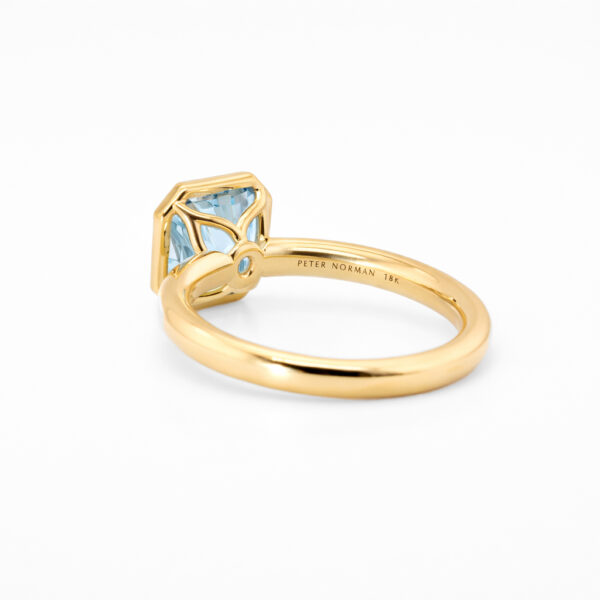 Bezel Set Asscher Aquamarine in Yellow Gold Custom Jewelry 4