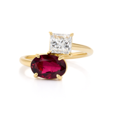 Toi et Moi Ruby and Diamond Ring Custom Engagement Rings