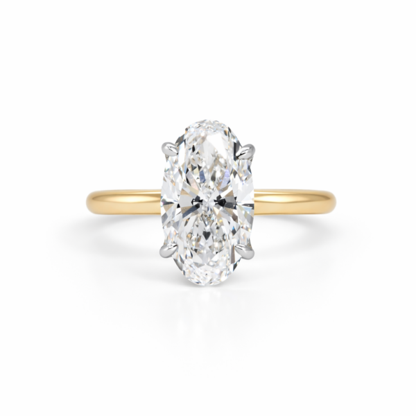 Two-Tone Moval Diamond with Floral Prongs and Hidden Halo Custom Engagement Rings 3
