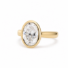 Thick Bezel-Set Oval Diamond Ring with Diamond Gallery Custom Engagement Rings 6