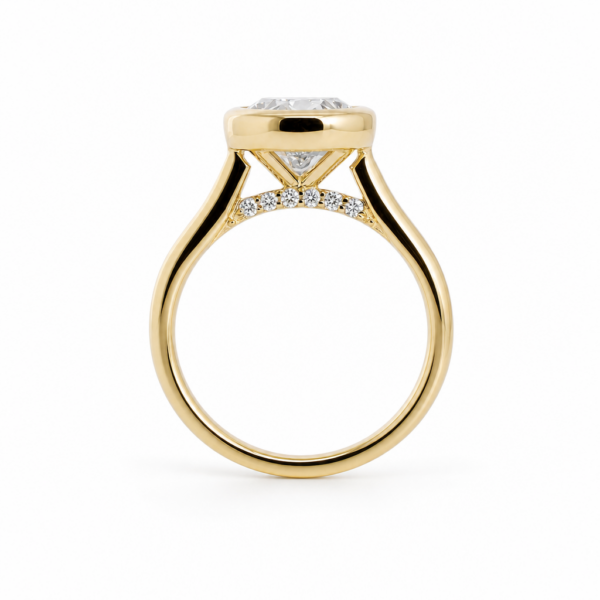 Thick Bezel-Set Oval Diamond Ring with Diamond Gallery Custom Engagement Rings 4