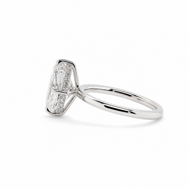 Elongated Old Mine Cushion with Compass Prongs and Hidden Halo Custom Engagement Rings 4