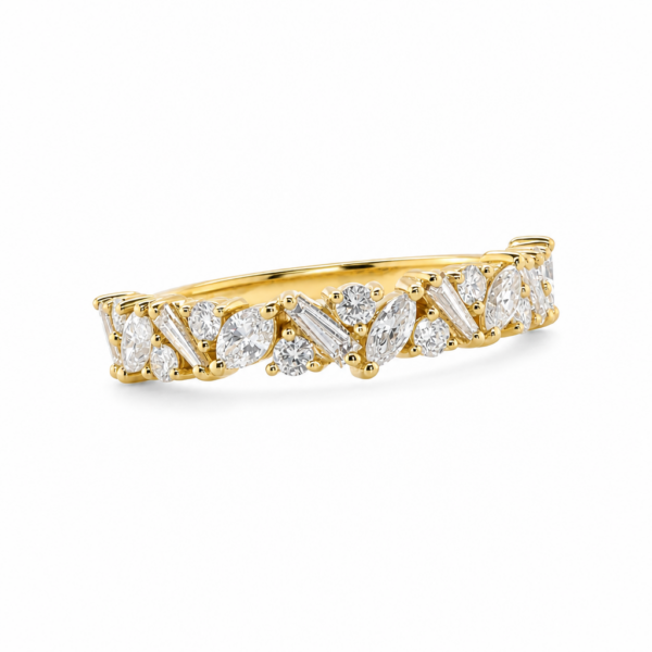 Mixed Cut Diamond Band in Yellow Gold Custom Jewelry 2