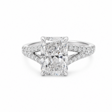 Radiant Cut Diamond Engagement Ring with Diamond Split Shank Band Custom Engagement Rings