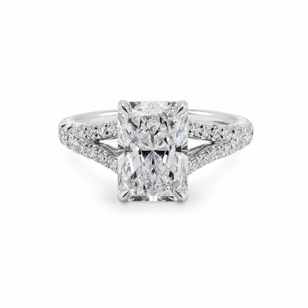 Radiant Cut Diamond Engagement Ring with Diamond Split Shank Band Custom Engagement Rings 3