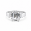 Emerald-Cut Diamond Engagement Ring with Trapezoids and Wide Band Custom Engagement Rings 6