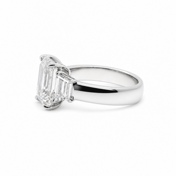 Emerald-Cut Diamond Engagement Ring with Trapezoids and Wide Band Custom Engagement Rings 4
