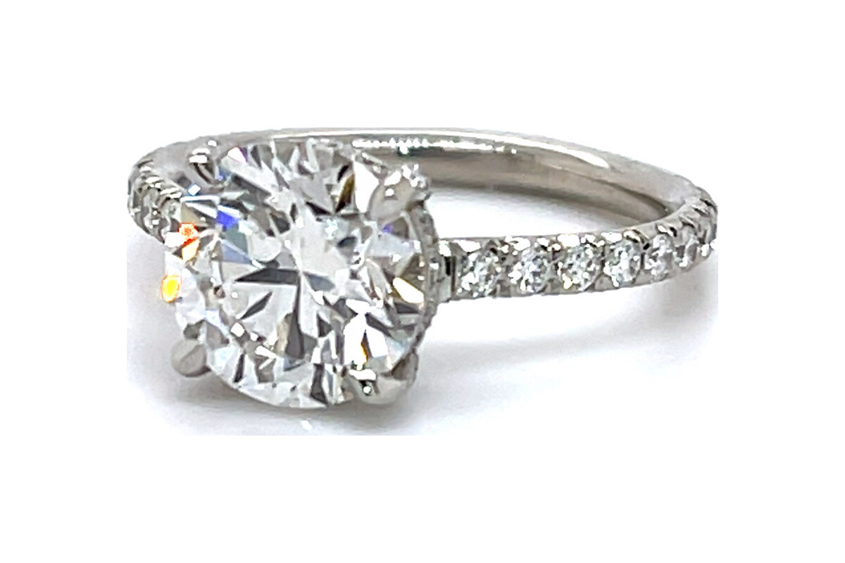 Peter Norman Round Diamond Ring with Diamond-Encrusted Head and Pave Band