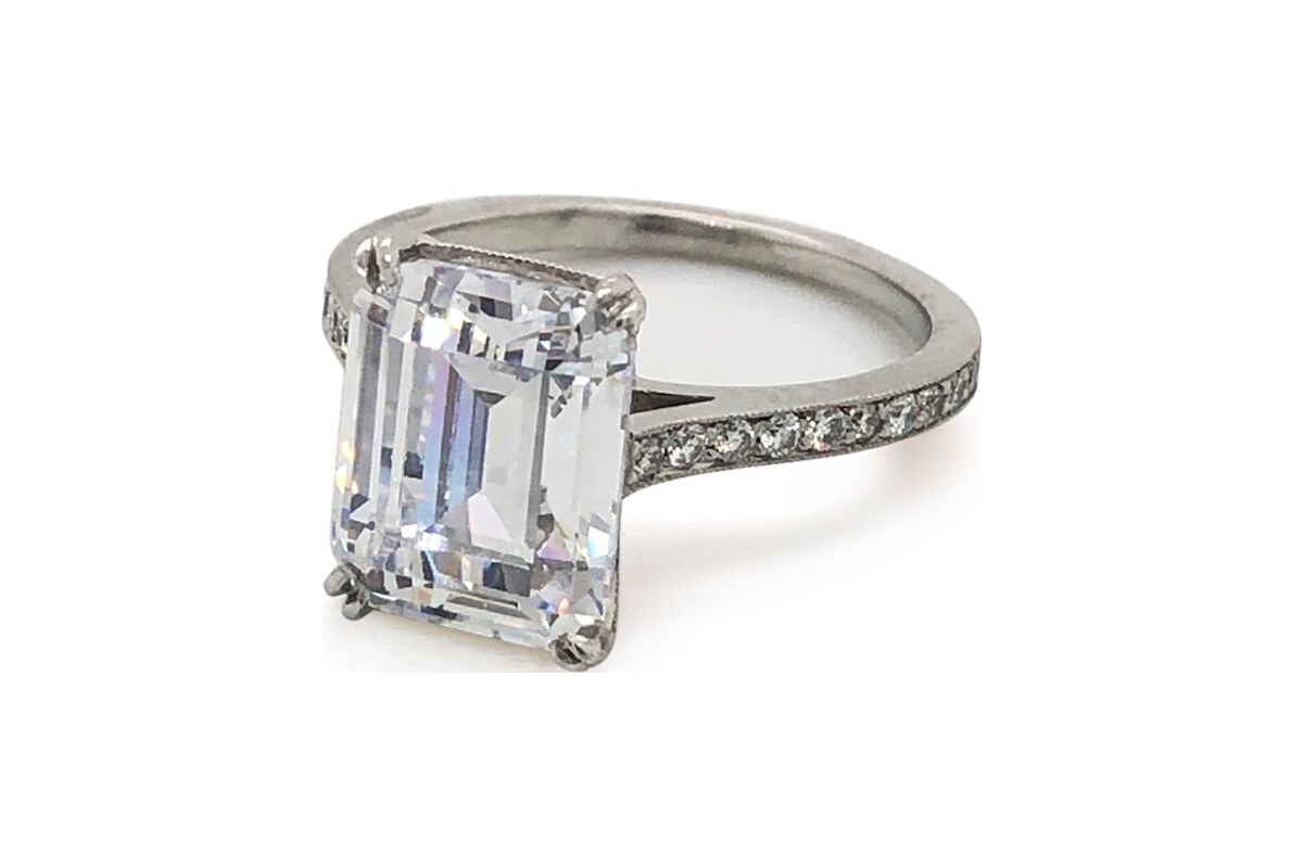 Peter Norman Emerald-Cut Diamond Engagement Ring