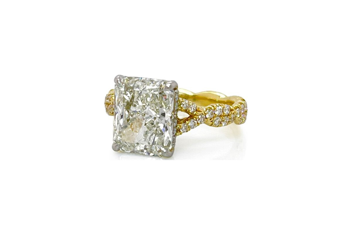Peter Norman Radiant Engagement Ring with Twisted Diamond Band