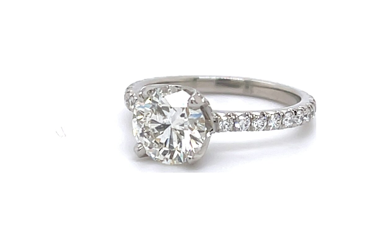 Peter Norman Round Engagement Ring with Pave Cup