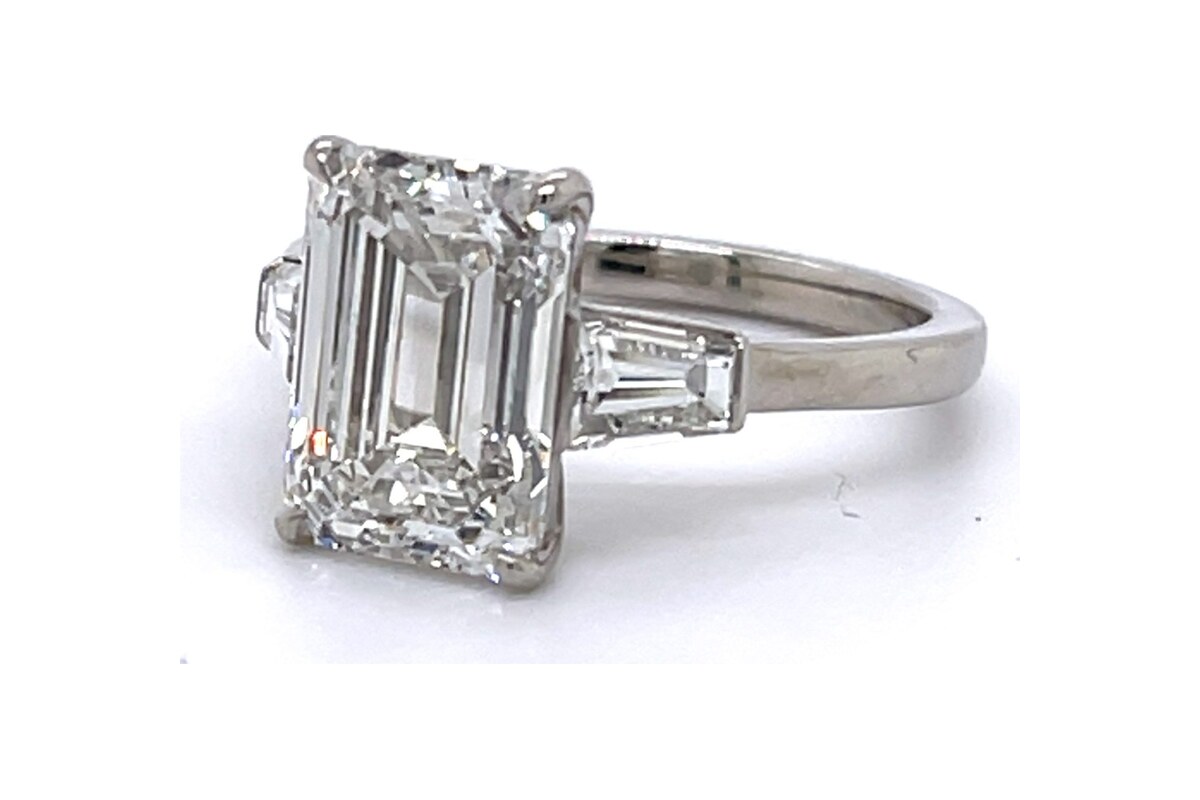 Peter Norman Emerald-Cut Diamond Engagement Ring With Tapered Baguettes