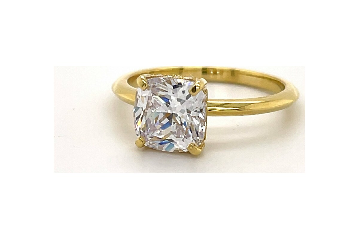Peter Norman Cushion-Cut Engagement Ring on Knife Edge Band