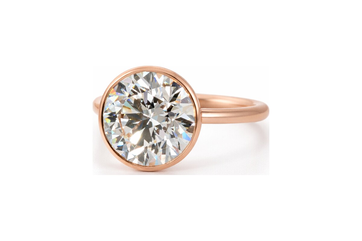 Peter Norman Bezel-Set Brilliant-Cut Round Diamond Ring in Rose Gold