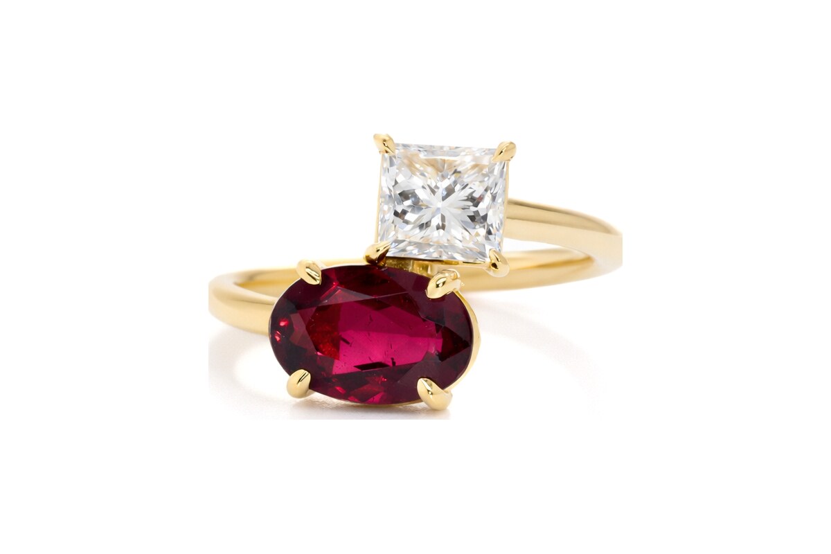 Peter Norman Toi et Moi Ruby and Diamond Ring