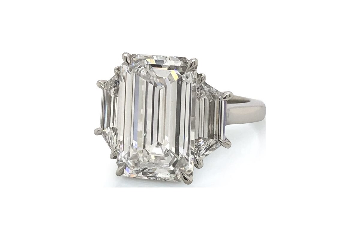 Peter Norman Large Emerald-Cut Engagement Ring With Trapezoids