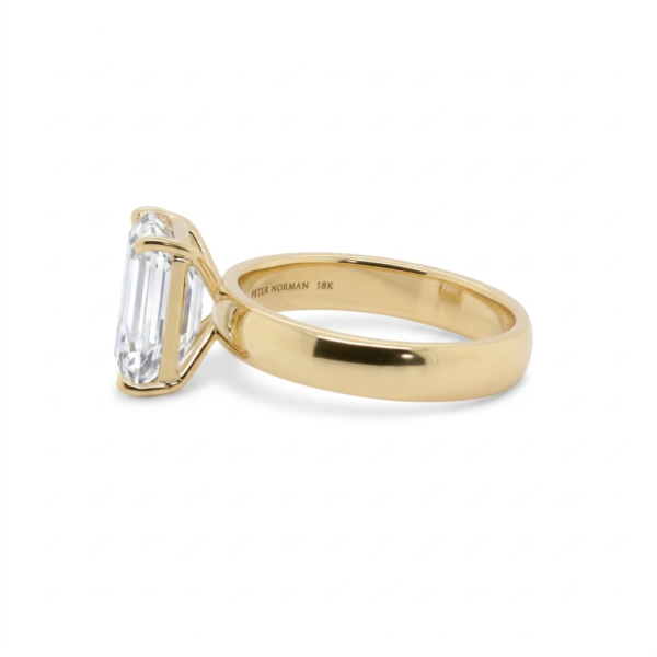 Emerald-Cut Diamond Solitaire Engagement Ring on Wide Polished Band Custom Engagement Rings 4