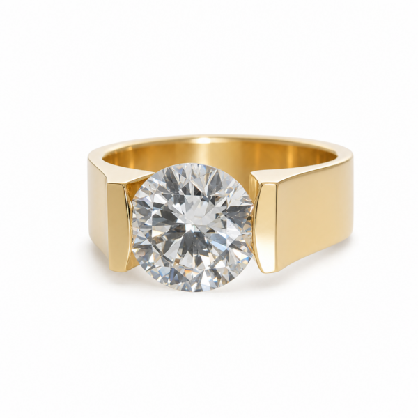 Round Brilliant Diamond Ring with Illusion Tension Setting Unique Rings 2