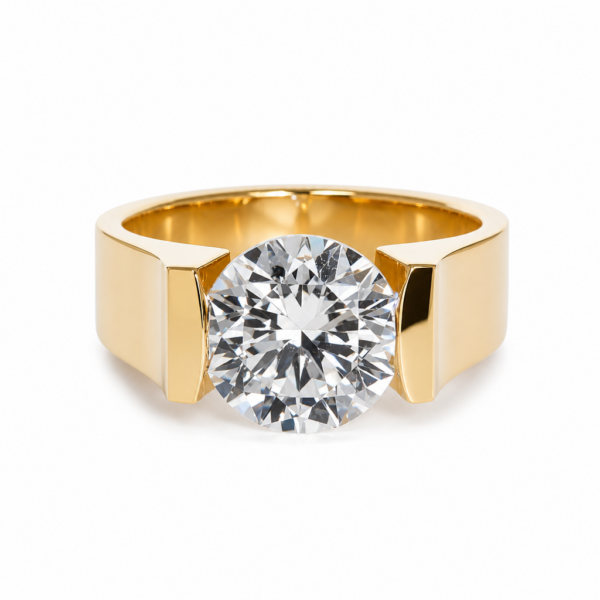 Round Brilliant Diamond Ring with Illusion Tension Setting Unique Rings 3