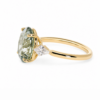 Oval Green Sapphire Ring with Kite Diamond Side Stones Custom Engagement Rings 7