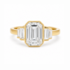 Emerald-Cut Diamond Bezel Ring with Half Bezel Baguette Side Stones Custom Engagement Rings 6