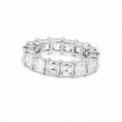Asscher-Cut Diamond Eternity Band in 18k White Gold Custom Wedding Bands