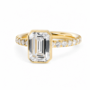 Emerald-Cut Diamond Engagement Ring with Delicate Bezel Setting and Pavé Band Custom Engagement Rings 5