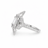 Princess-Cut Diamond Engagement Ring in Platinum with Baguette and Round Diamond Frame and Pavé Diamond Starburst Halo Custom Jewelry 7