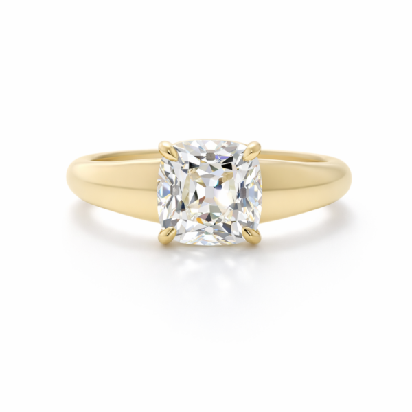 Cushion-Cut Diamond Engagement Ring with Tapered Satin Band Custom Jewelry 3