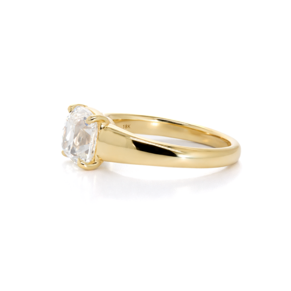 Cushion-Cut Diamond Engagement Ring with Tapered Satin Band Custom Jewelry 4