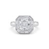 Asscher-Cut Diamond Engagement Ring in Platinum with Custom-Cut Baguette Frame Custom Jewelry 6