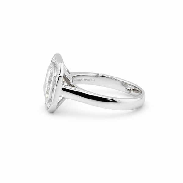 Asscher-Cut Diamond Engagement Ring in Platinum with Custom-Cut Baguette Frame Custom Jewelry 4