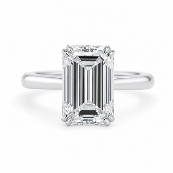 Emerald-Cut Diamond Engagement Ring in Platinum with Hidden Halo Custom Engagement Rings 3